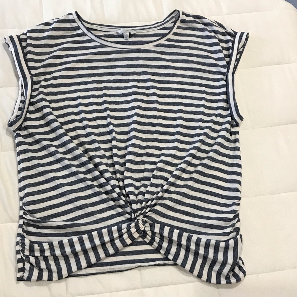 Lucky Brand Black and White Striped Twist Tee